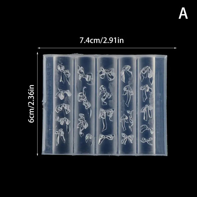 3D Bowknot Silicone Nail Art Mold – Ribbon Lace DIY Bows Nail Art Mold PLUSH A