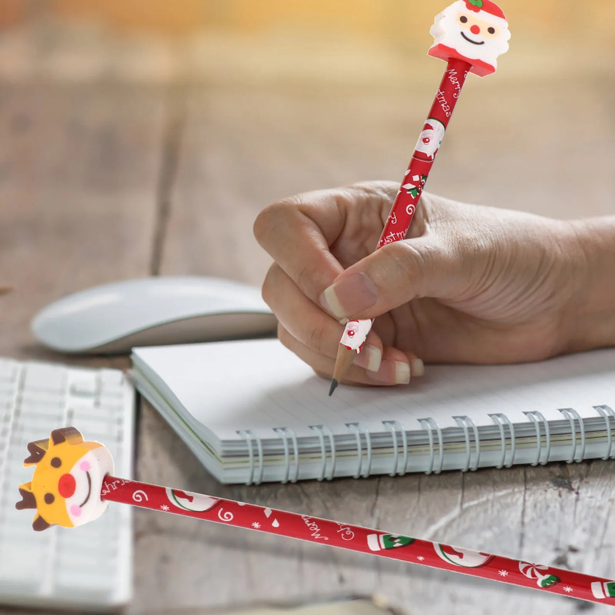 6pcs Christmas Cartoon Wooden Pencils with Eraser – Kids Gift Novelty Pencil Set PLUSH Default Title
