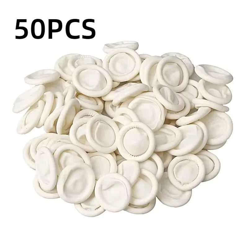 Disposable Latex Finger Cots 50/100/300pcs – Anti-Slip Powder Free Disposable Finger Cots PLUSH White-50PCS