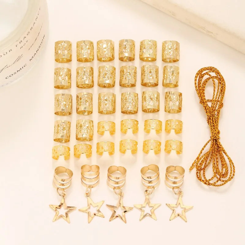 36pcs Star Hair Braid Rings – DIY Dreadlock Bead Clips Hair Braid Rings PLUSH