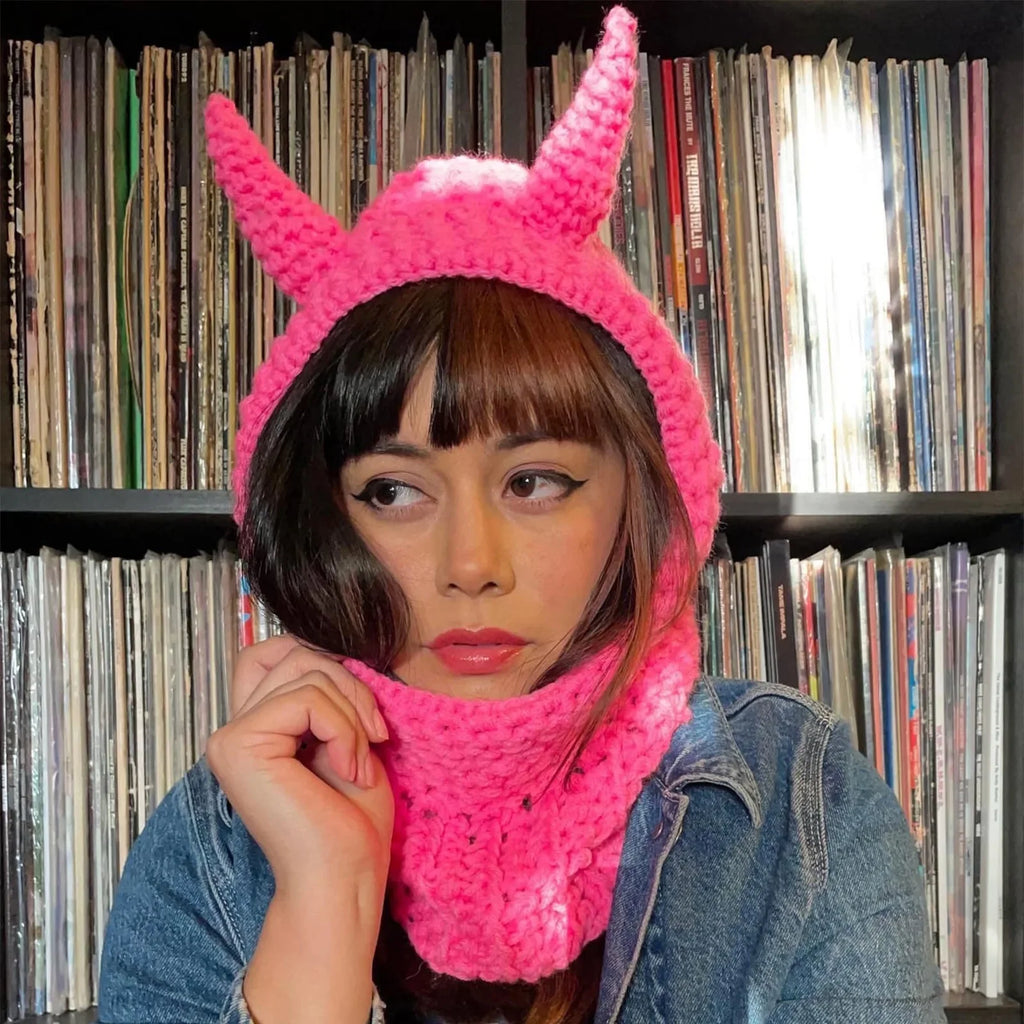 Devil Horn Knit Balaclava Mask | Halloween Beanie Cap Halloween Balaclava Mask PLUSH