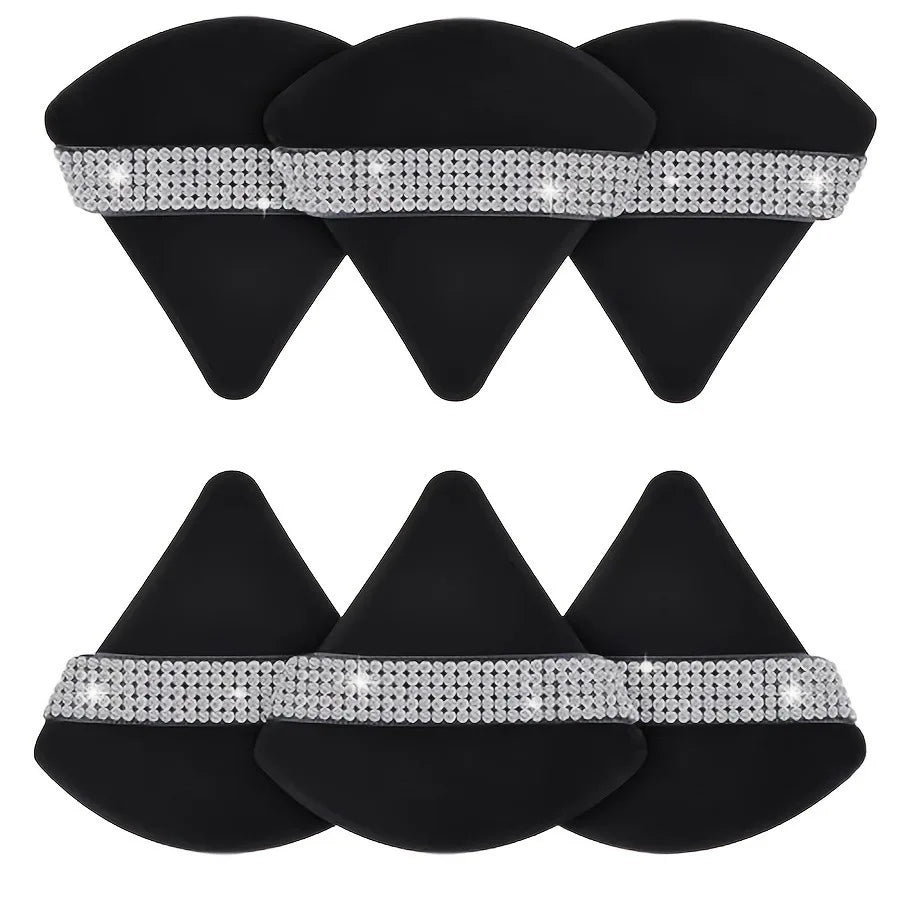 Pink Triangle Powder Puff Set 6pcs – Velvet Makeup Sponge Makeup Powder Puff PLUSH 6Pcs (black)