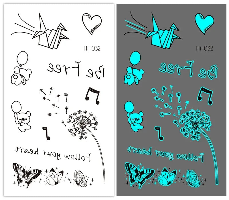 Luminous Butterfly Temporary Tattoo Stickers – Glow Body Art