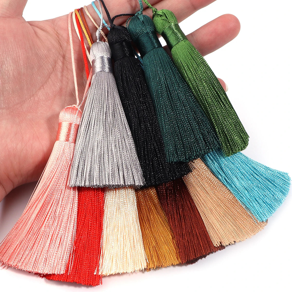 6pcs Colorful Silky Tassel Pendants – DIY Jewelry & Home Decor Tassel Fringe Pendant PLUSH