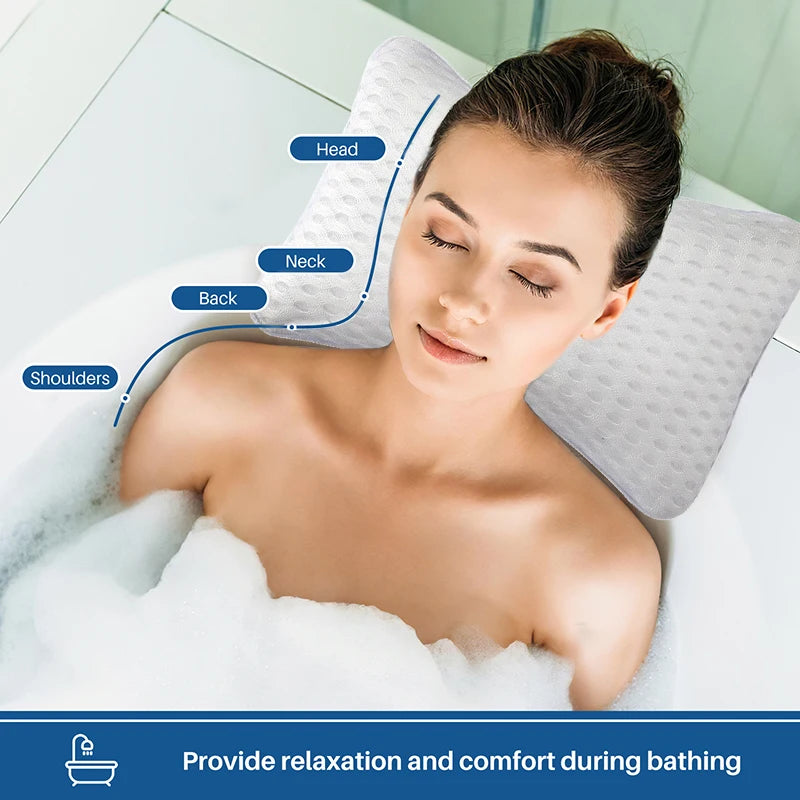 Bathtub Pillow – Spa Shower Headrest & Neck Support Cushion Bathtub Spa Pillow PLUSH