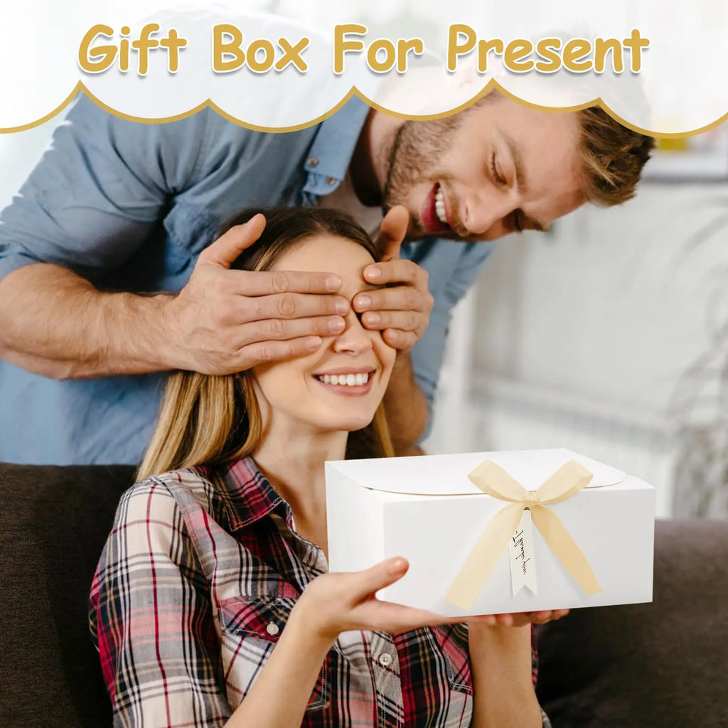 10-Pack White Gift Boxes with Lids & Ribbon | Bridesmaid Box Gift Boxes Set PLUSH