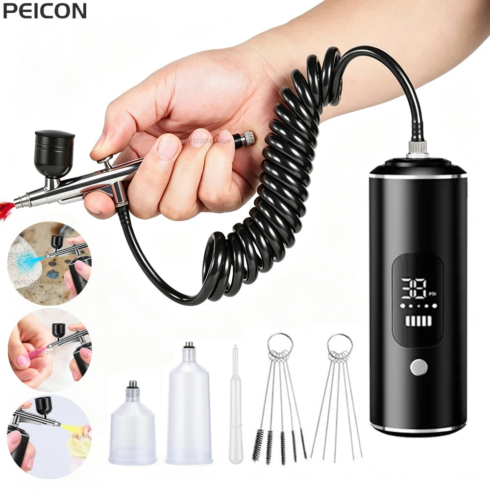 Portable Airbrush Kit with Compressor – Dual-Action Spray Gun Airbrush Compressor Kit PLUSH