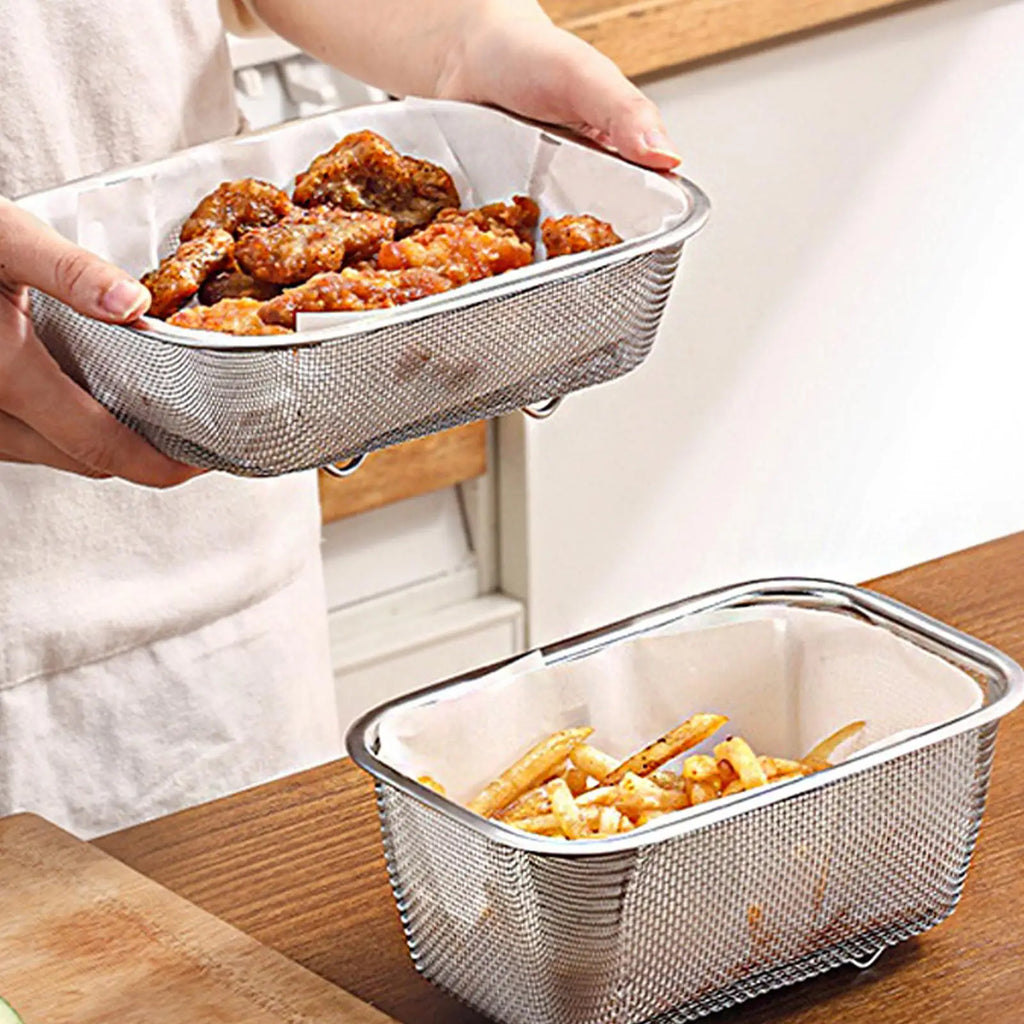 Stainless Steel Rectangle Mesh Basket Strainer & Colander Mesh Colander Strainer PLUSH