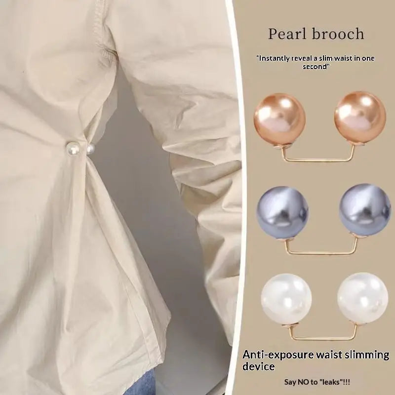 Pearl Sleeve Clips 2-Pack | Non-Slip Fashion Fasteners Sleeve Clip Brooch PLUSH