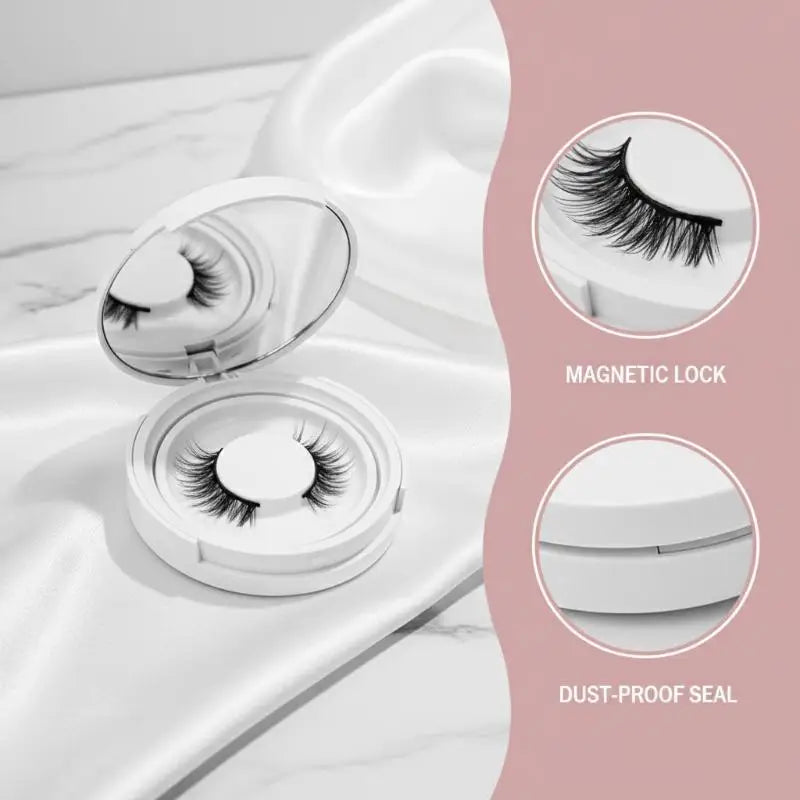 Magnetic False Eyelash Storage Box with Mirror | Portable Eyelash Organizer Case PLUSH