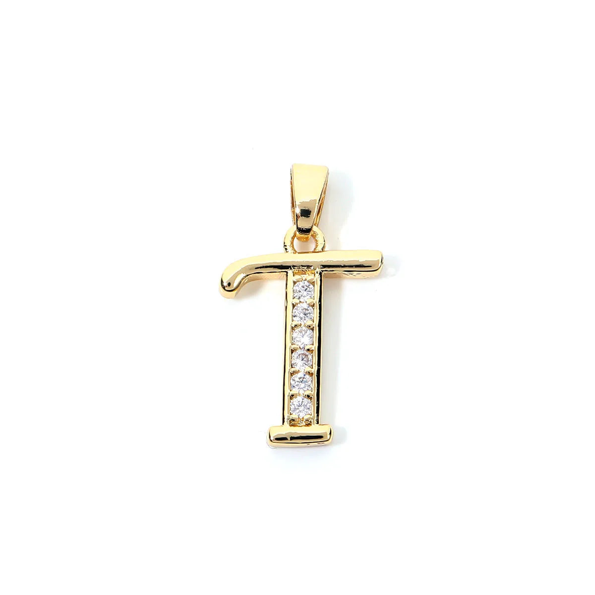 Metal A-Z Zircon Initial Letter Charm Pendant – DIY Jewelry Initial Letter Charm PLUSH T 11X16mm