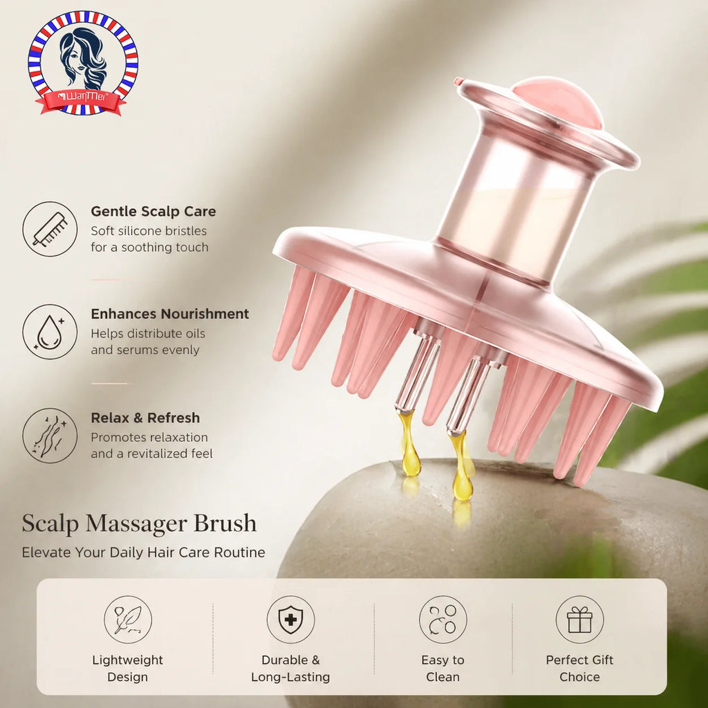 Scalp Applicator Comb & Massager Brush | Silicone Bristles Scalp Massager Comb PLUSH