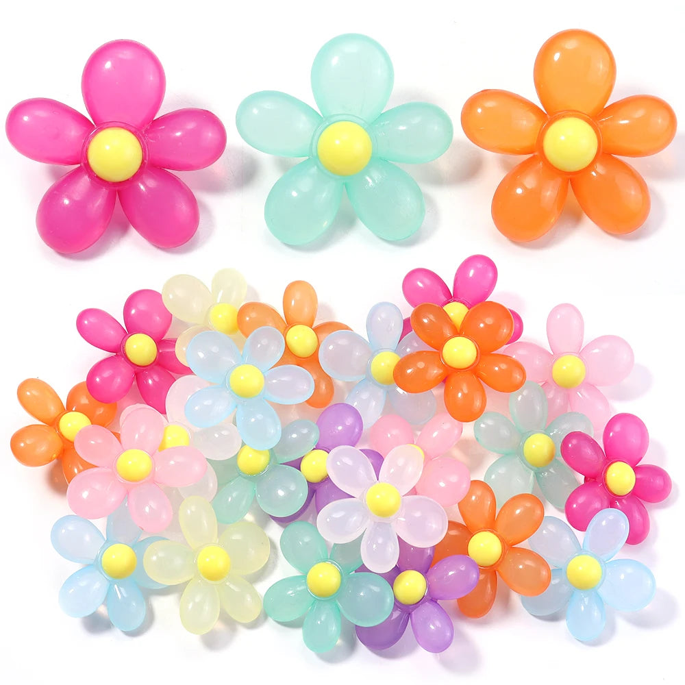 10pcs Sunflower Acrylic Beads 39x40mm | DIY Jewelry Making Acrylic Flower Beads PLUSH