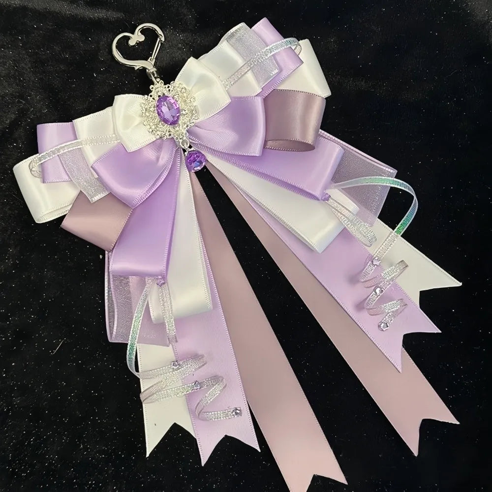 Rhinestone Multi-Layer Bow Pendant Keyring | Ita Bag Charm Bow Pendant Keyring PLUSH