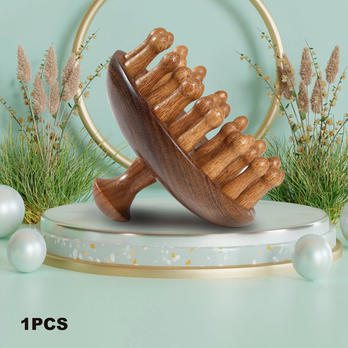 Sandalwood Scalp Massage Comb – Wooden Guasha Body Tool Scalp Massage Comb PLUSH Brown