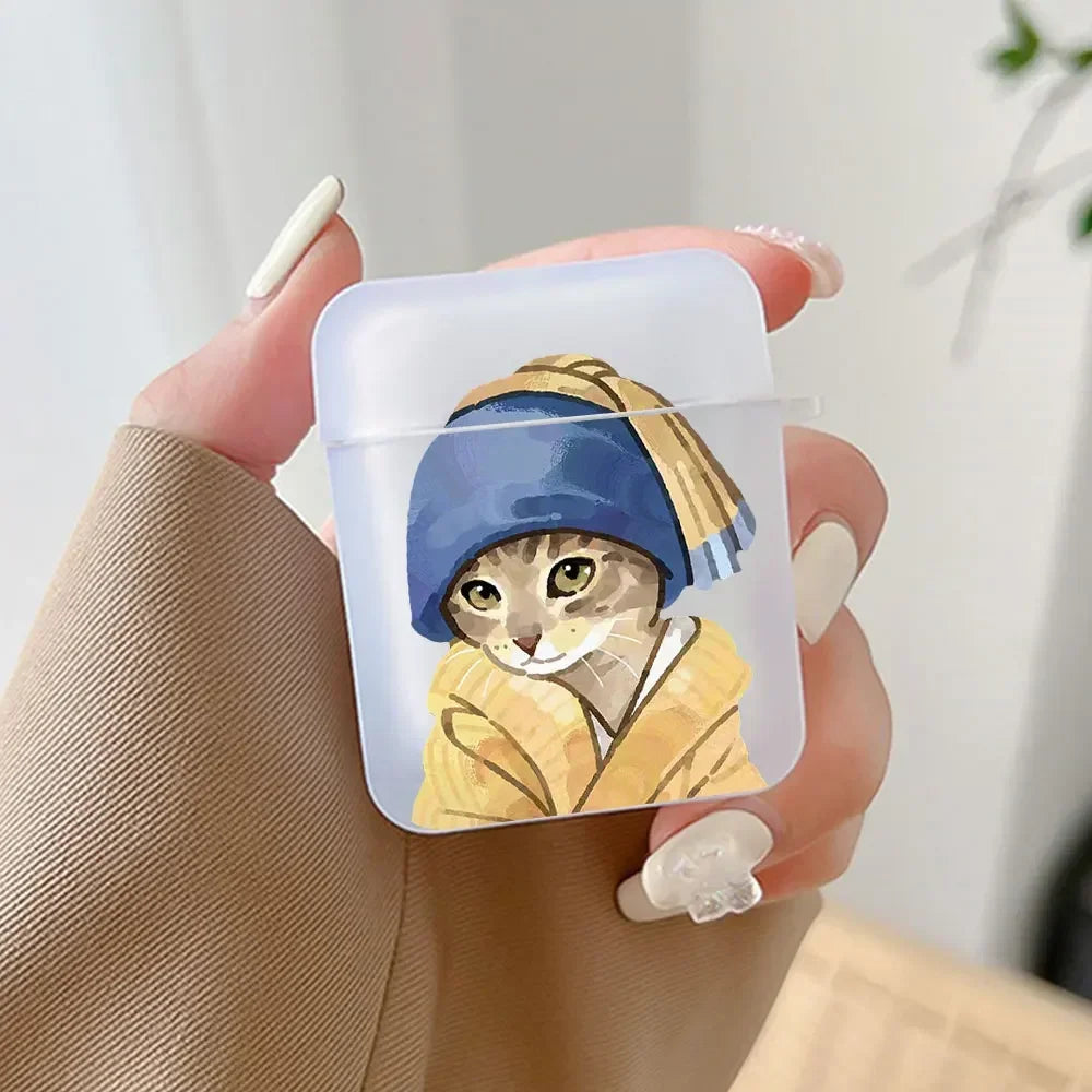 Van Gogh Cat AirPods Case – Retro Art Hard Cover All Models AirPods Case Cover PLUSH -7 for Airpods 1st 2nd