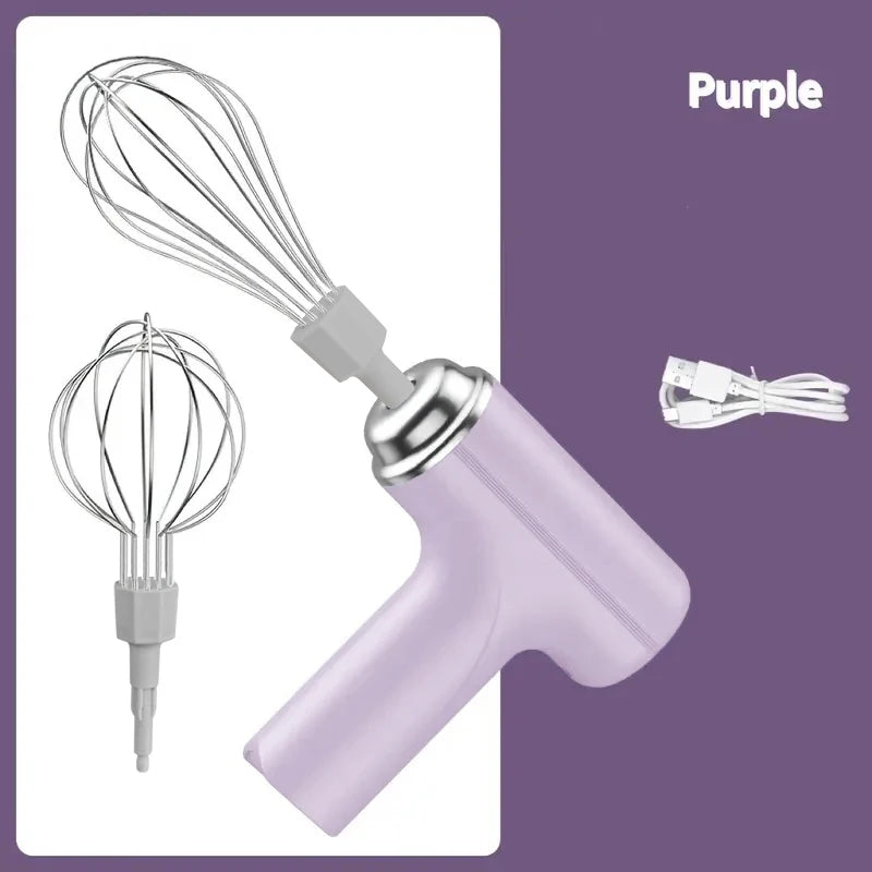 Portable USB Rechargeable Wireless Handheld Electric Mixer Handheld Electric Mixer PLUSH PURPLE