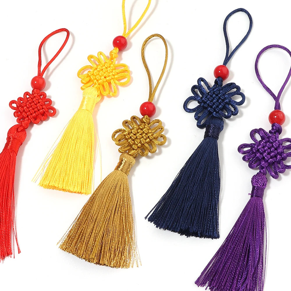 6pcs Chinese Knot Tassel Charms 140cm – DIY Jewelry & Decor Tassel Fringe Charms PLUSH