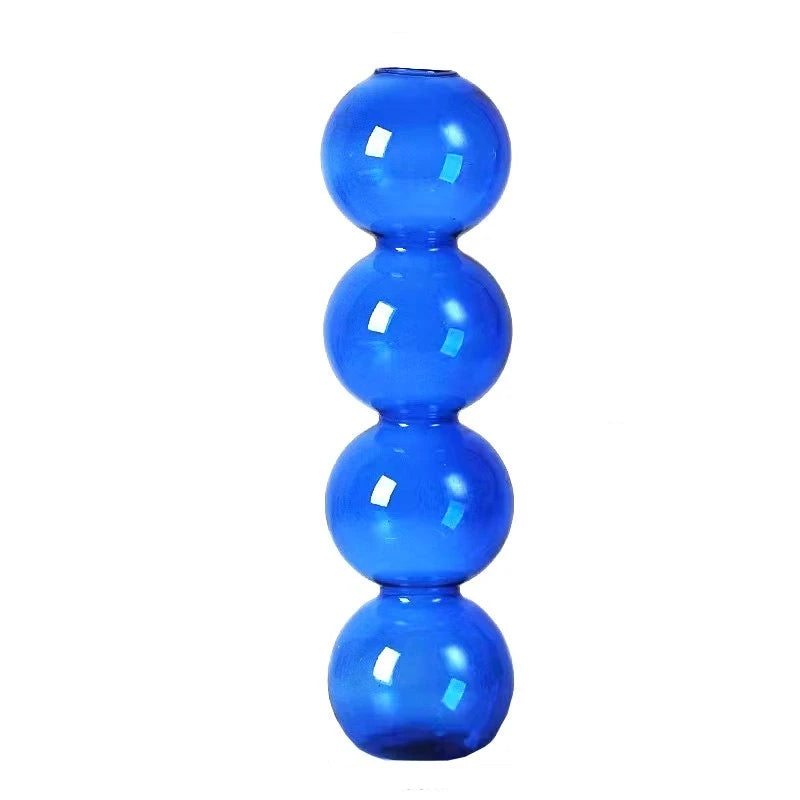 Nordic Glass Bubble Vase – Clear Bud Vase & Hydroponic Planter Glass Bud Vase PLUSH Blue 4balls