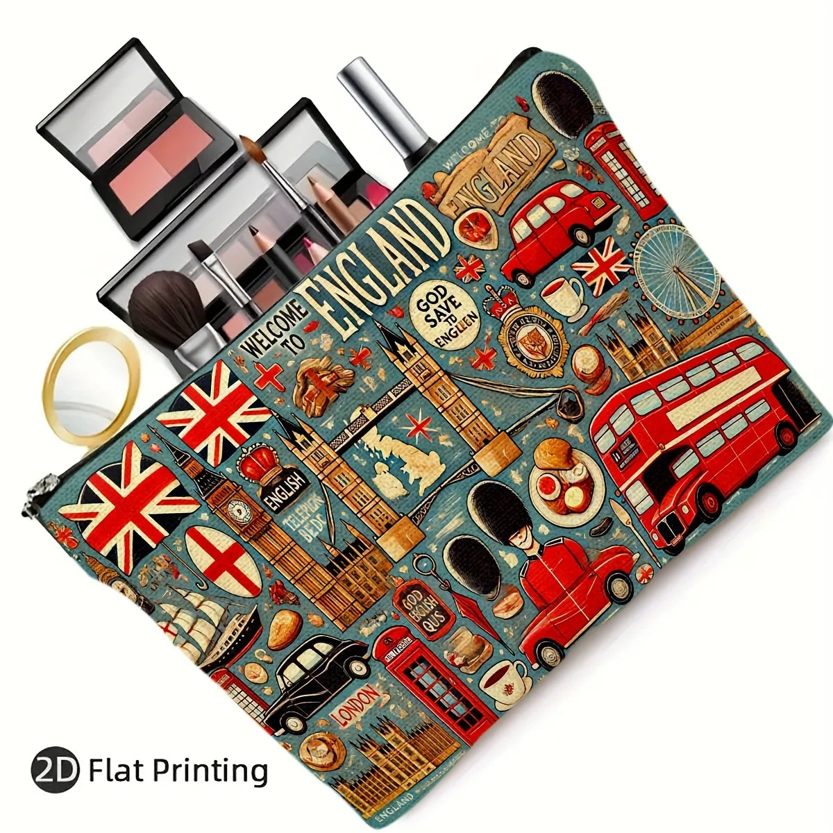 UK Landmark Makeup Bag – Women's Zipper Pouch & Jewelry Storage Makeup Zipper Pouch PLUSH