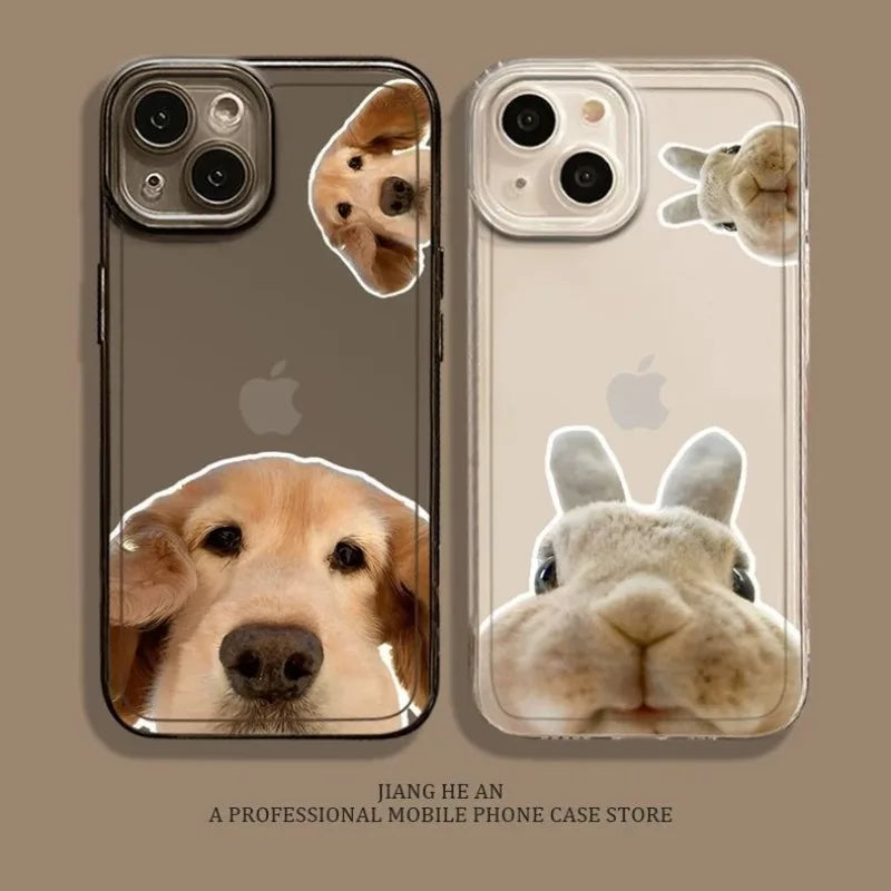 Cute Cartoon Dog Rabbit Clear iPhone Case – Couples Cover Phone Case PLUSH