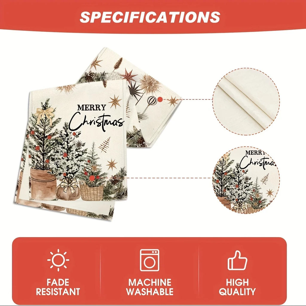 Retro Pastoral Christmas Table Runner | Polyester Holiday Décor Christmas Table Runner PLUSH
