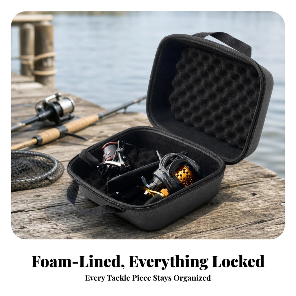 EVA Hard-Shell Fishing Reel Storage Bag | Portable Travel Case Fishing Reel Case PLUSH