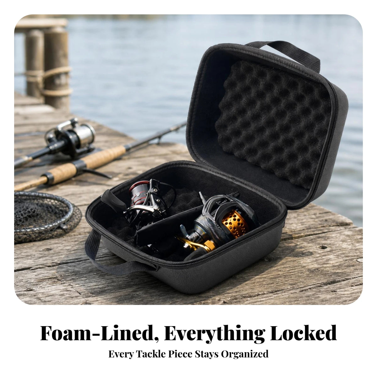 EVA Hard-Shell Fishing Reel Storage Bag | Portable Travel Case Fishing Reel Case PLUSH
