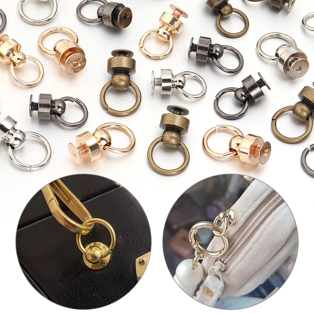 5 Sets Brass Rotary Screw Rivets with O-Ring Studs | Leather Craft Leather Craft Rivets PLUSH