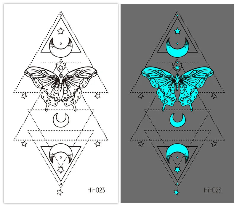 Luminous Glow Temporary Tattoo Stickers – Snake & Butterfly