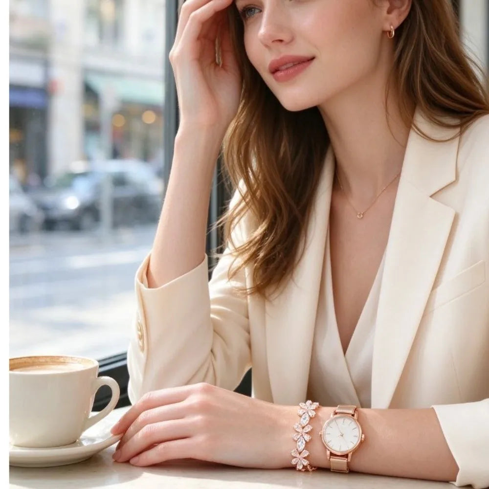 Copper Zircon Ice Flower Bracelet – Mixed Color Women's Zircon Bracelet PLUSH