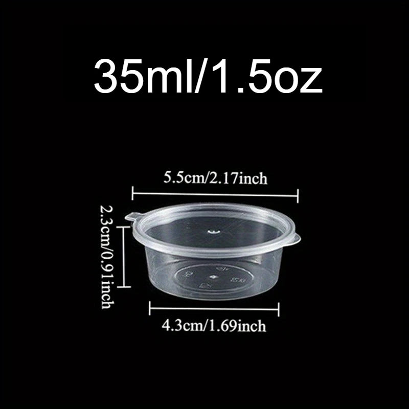 Plastic Sauce Jars with Lids – Leak-Proof 20/50/100pcs Cups Sauce Storage Cups PLUSH 35ml-1.5oz 100PCS