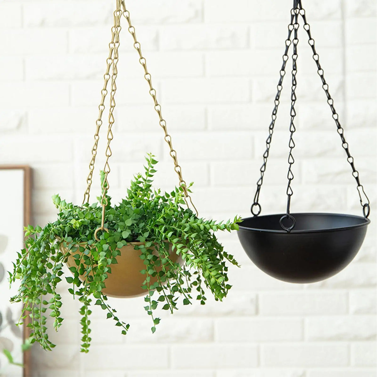 Metal Hanging Plant Basket – Round Wire Pot for Balcony & Garden Hanging Plant Basket PLUSH