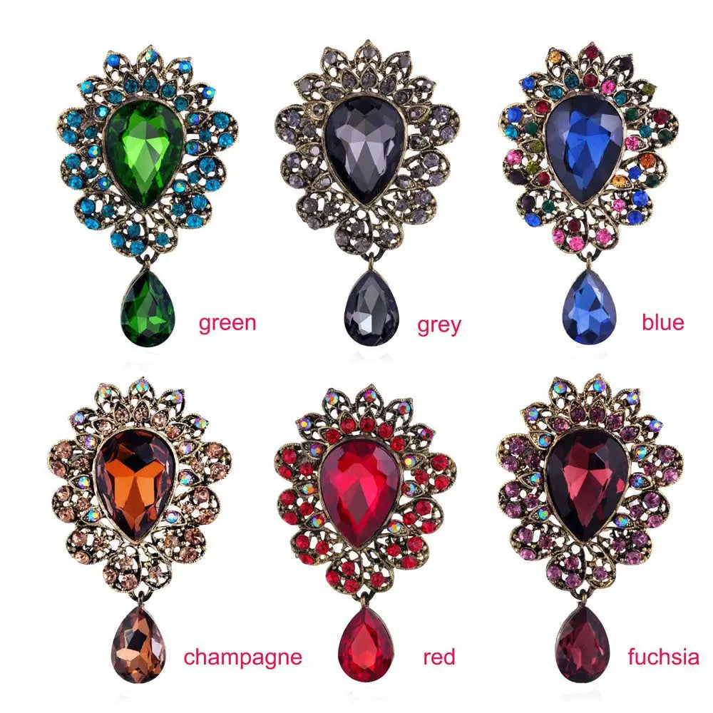 Water Drop Rhinestone Brooch Pin – Elegant Crystal Corsage Rhinestone Brooch Pin PLUSH