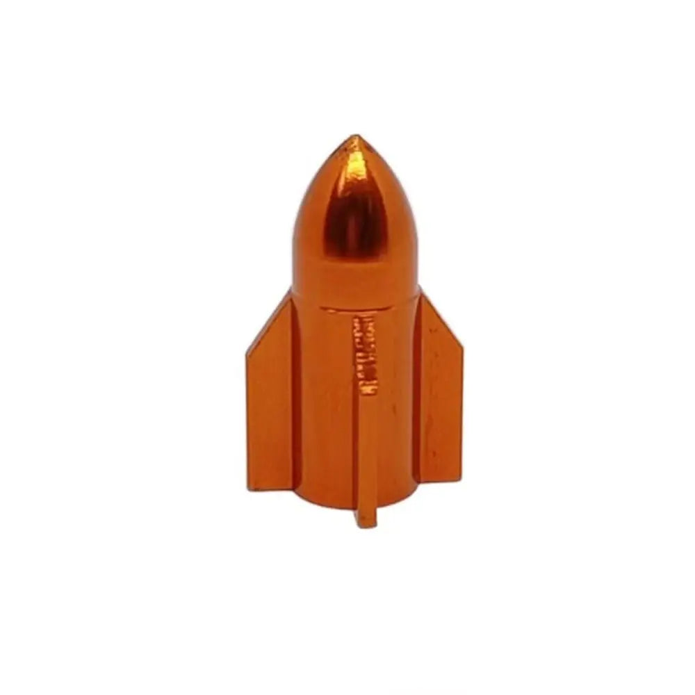Rocket Shape Aluminum Alloy Tire Valve Caps – Multicolor Tire Valve Caps PLUSH orange