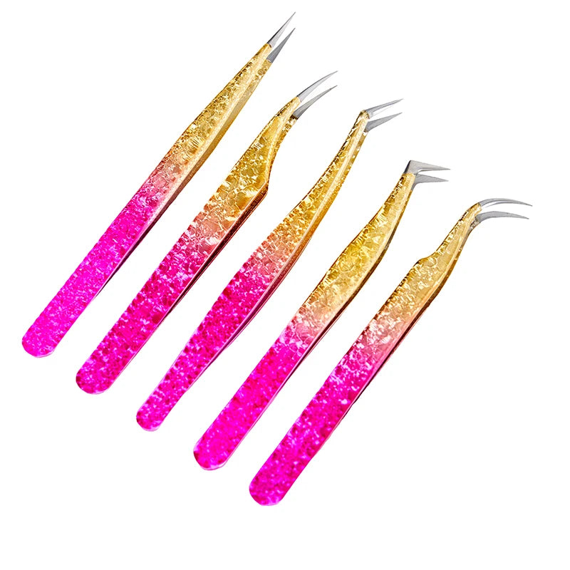 Gradient Stainless Steel Lash Extension Tweezers – Precision Lash Extension Tweezers PLUSH