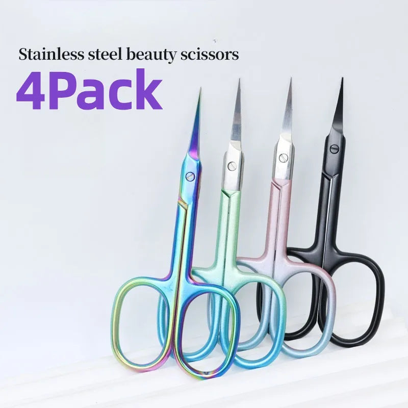 Gradient Pink Curved Stainless Steel Cuticle Scissors | Ouriner Cuticle Scissors PLUSH mixed colors 4 pcs