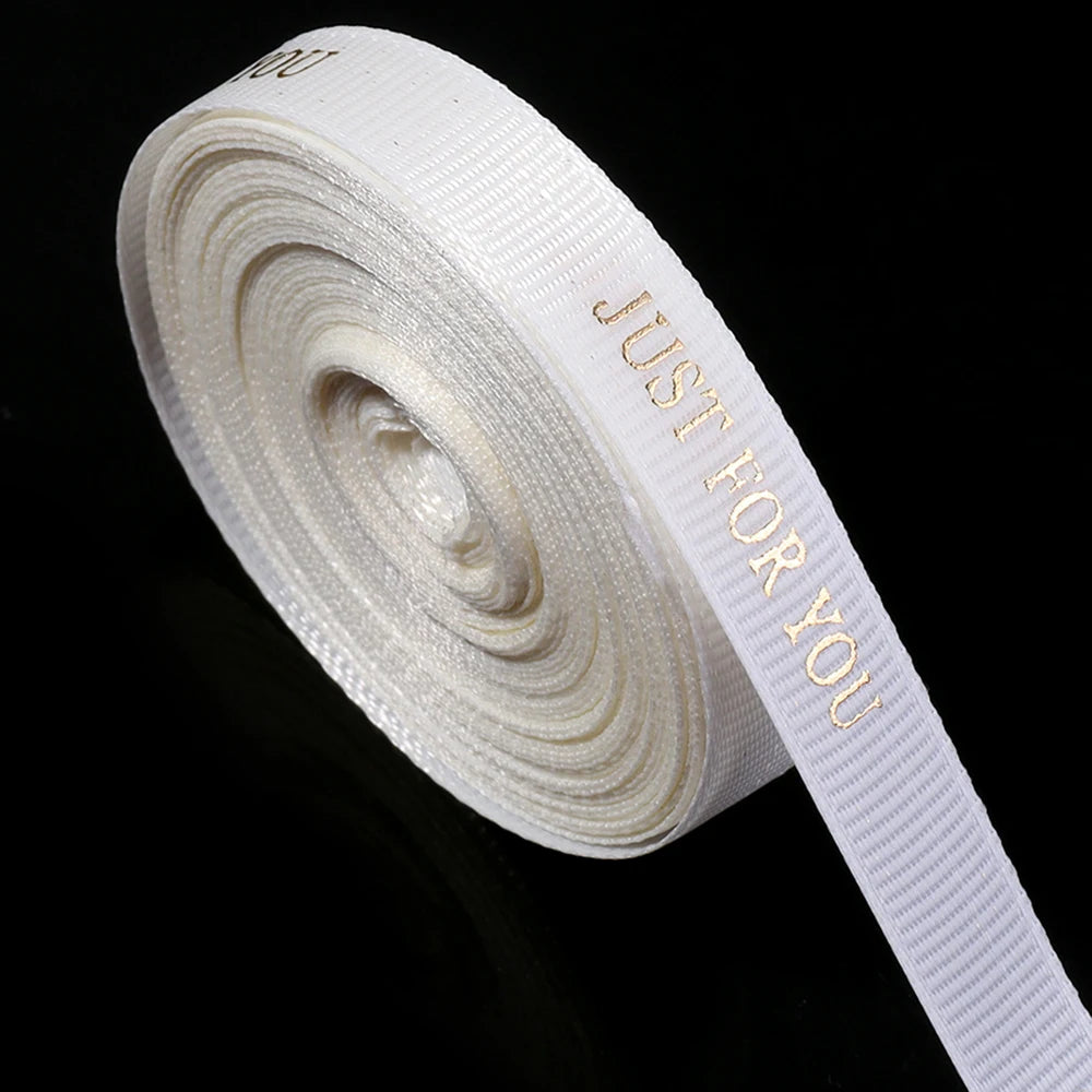 10 Yards "Just For You" Gold Foil Grosgrain Ribbon 1cm Decorative Craft Ribbon PLUSH beige 1cm