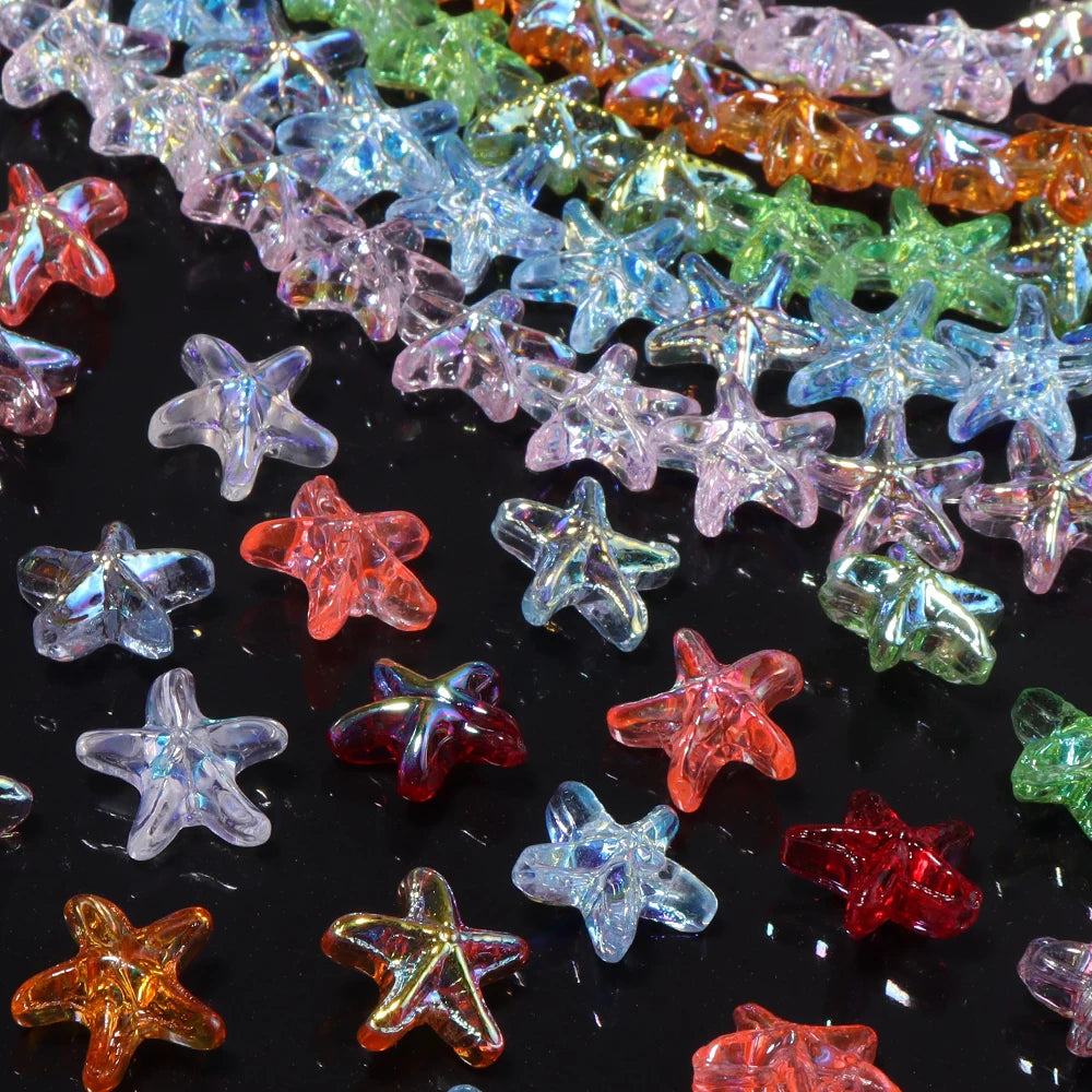 20pcs AB Starfish Glass Spacer Beads – DIY Jewelry Making Glass Spacer Beads PLUSH