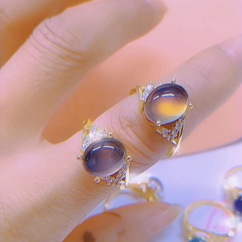 Color-Changing Mood Ring – Oval Moonstone Retro Adjustable Mood Ring PLUSH