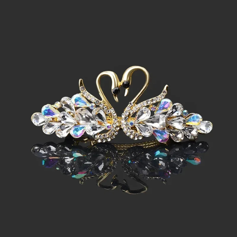 Swan Rhinestone Hair Clips – Colorful Barrettes for Women Rhinestone Hair Clip PLUSH No.5