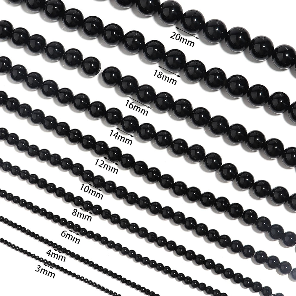 Black Onyx Agate Round Spacer Beads – Natural Stone DIY Jewelry Natural Stone Beads PLUSH