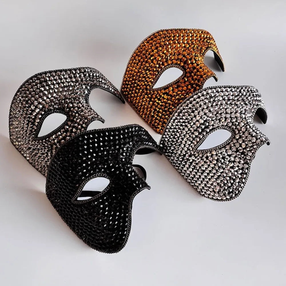 Sparkly Rhinestone Half Face Masquerade Mask | Adjustable Masquerade Mask PLUSH