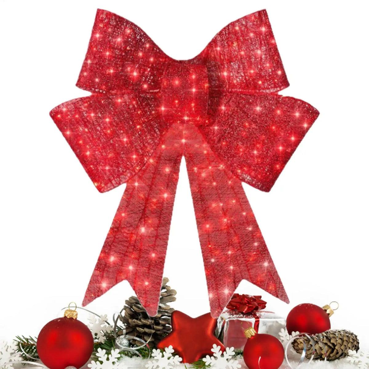 Red Christmas Ribbon Bow Decoration – 60cm Fabric Wreath Bow Christmas Bow Decoration PLUSH