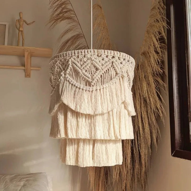 Boho Handwoven Cotton Pendant Lampshade | Nordic Home Decor Pendant Lampshade PLUSH