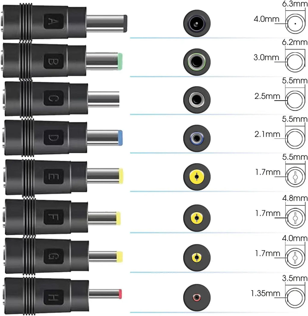 DC Power Adapter 8-Connector Set – Monitor, Router & LED Strip DC Power Adapter PLUSH