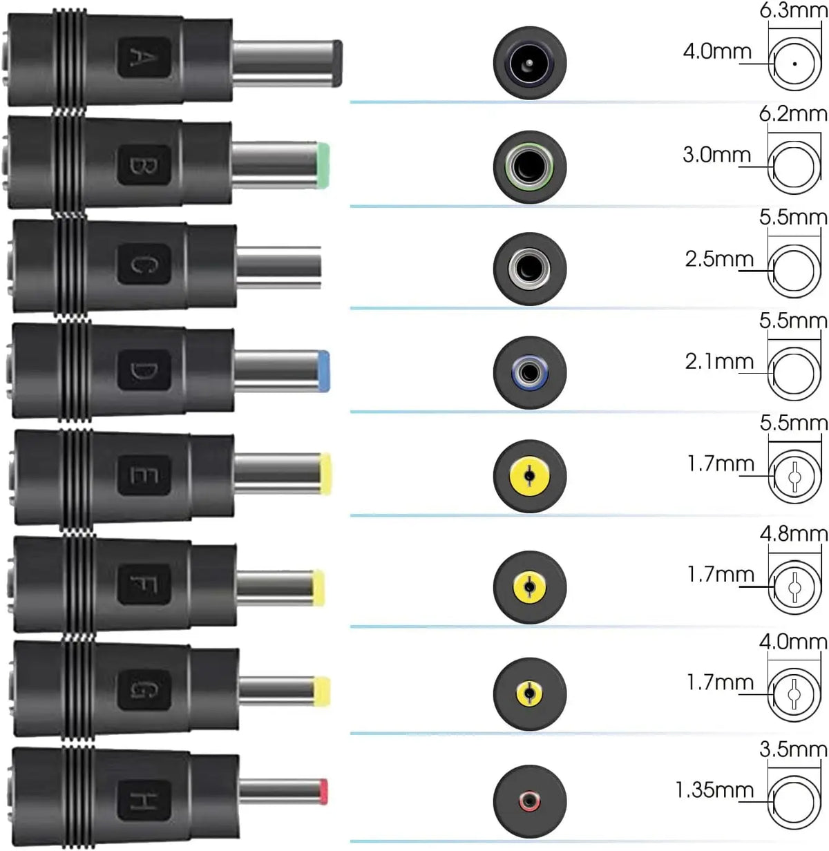 DC Power Adapter 8-Connector Set – Monitor, Router & LED Strip DC Power Adapter PLUSH