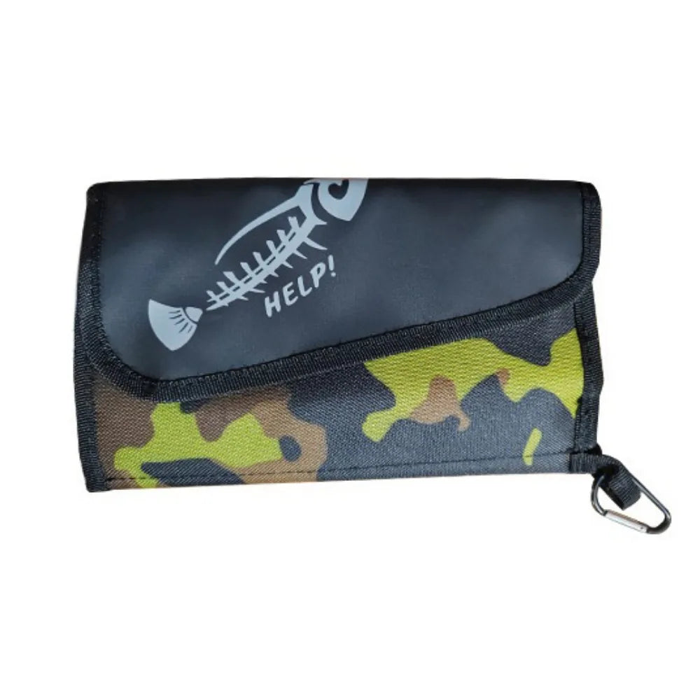 Waterproof Fishing Lure Bag – 6-Pocket Partitioned Bait Wallet Fishing Tackle Bag PLUSH Camouflage green