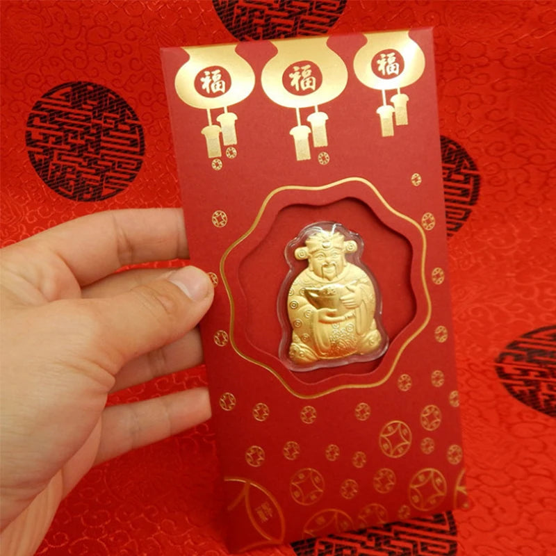 Gold Foil Red Envelope – God of Wealth Lucky New Year Gift Festive Red Envelope PLUSH