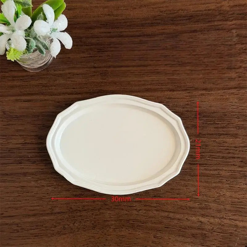 1/12 Dollhouse Miniature Retro Oval Metal Dish – Steak Plate Dollhouse Accessory PLUSH A1